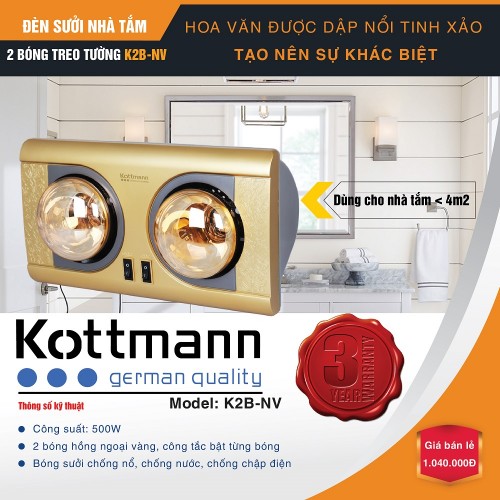 Đèn sưởi 2 bóng treo tường – K2BNV Đèn sưởi 2 bóng treo tường – K2BNV